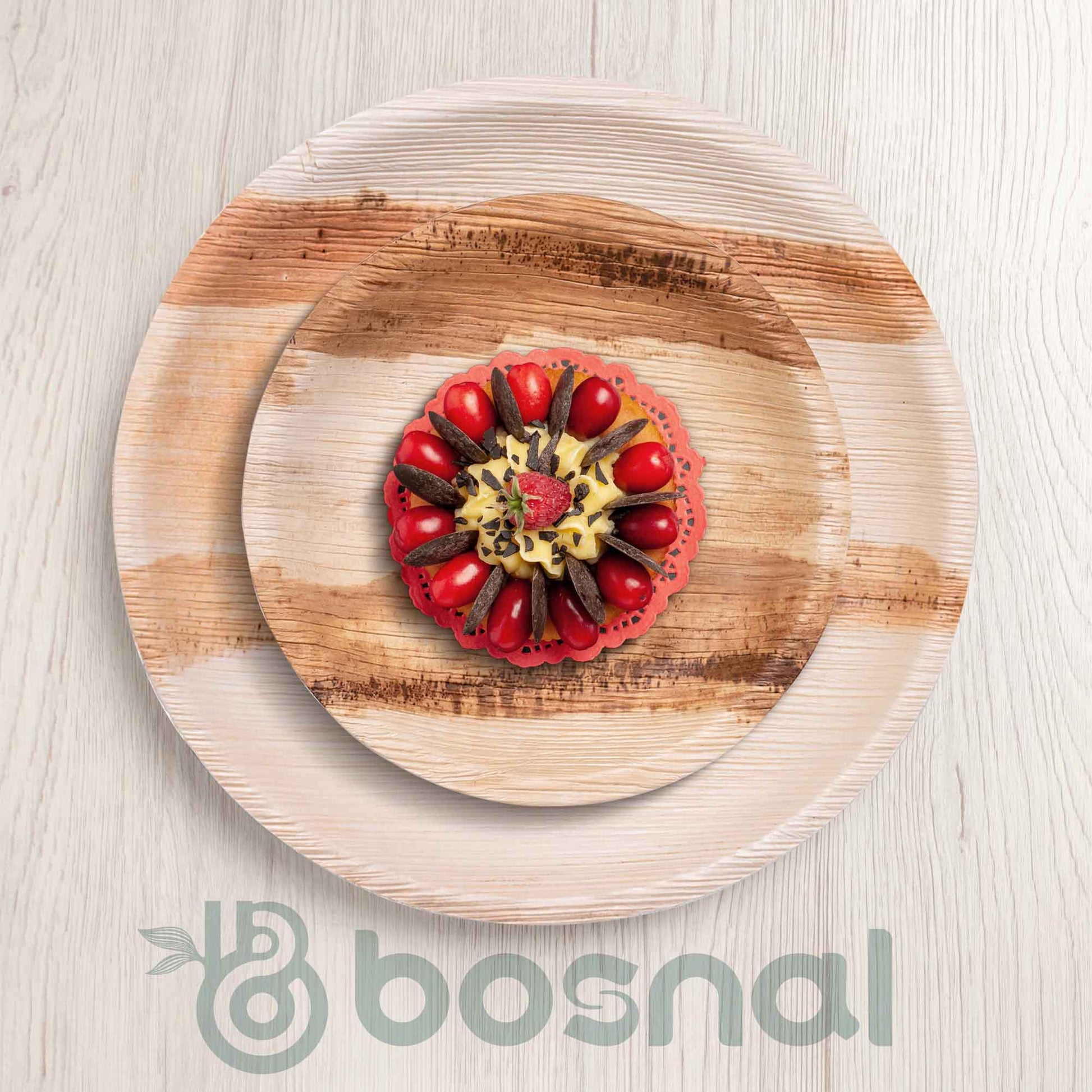 Palm Leaf Biodegradable Round Plates Combo – 50 pcs Set (25 each of 10") showcases eco-friendly, stylish tableware.